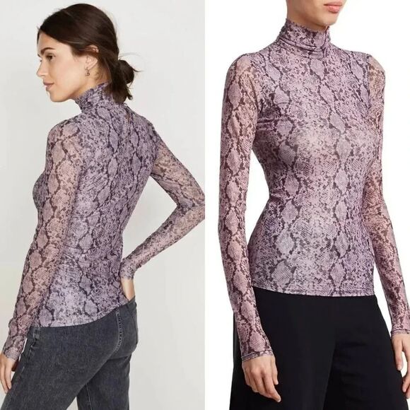 CINQ A SEPT Python Turtleneck In Sea Fog L - Picture 3 of 12